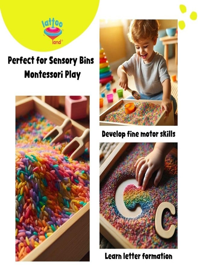 Lattooland Rainbow Rice Sensory Bin Fillers for Kids (1.5 yrs+) | Pre-Writing, Tracing Skills | Colored Rice for Sensory Play & Educational Activity | Rangoli & Craft | Montessori Learning | 1 KG - Image 2